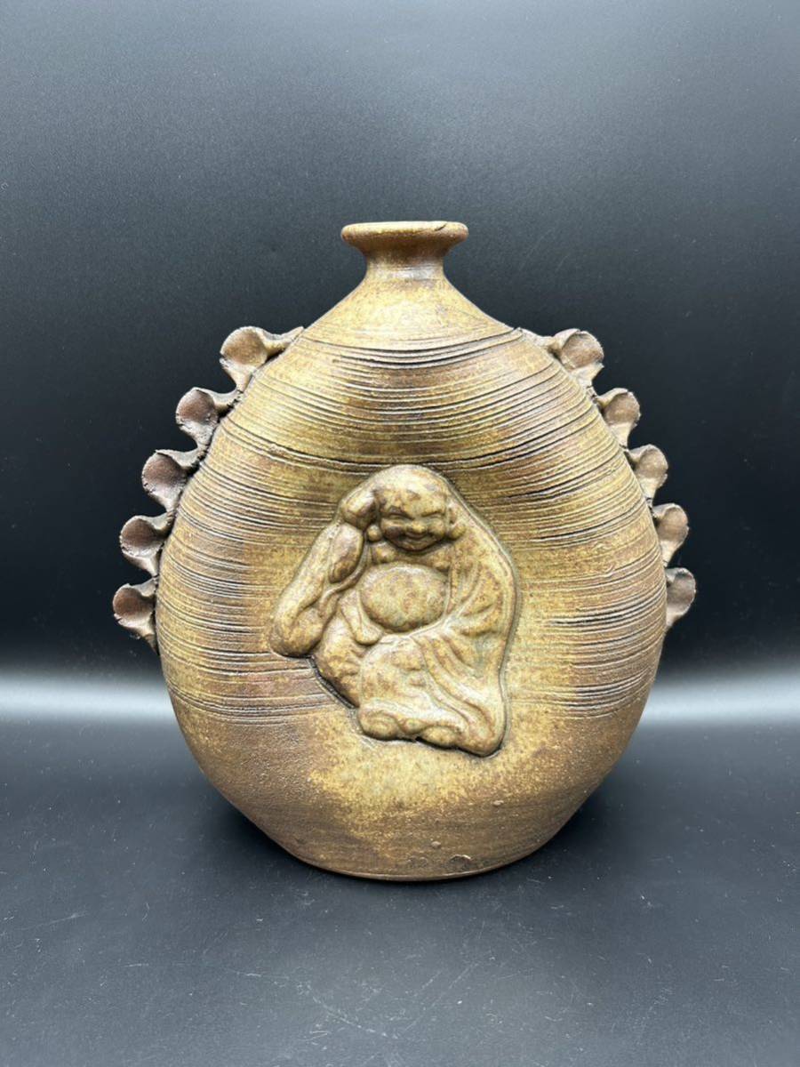 備前焼 人形徳利 へそ徳利 下82-16】備前焼 古備前 人形徳利 布袋徳利