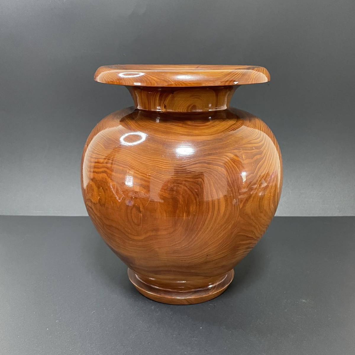 屋久杉壺花入骨董品岳南英世作土埋木製 屋久杉加工協同組合