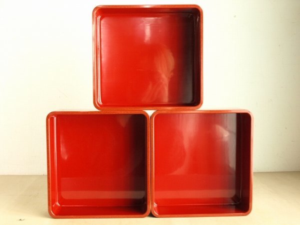 津軽 七々子塗3段重箱 未使用 アウトレット お重 ななこ塗 青森 津軽 漆器