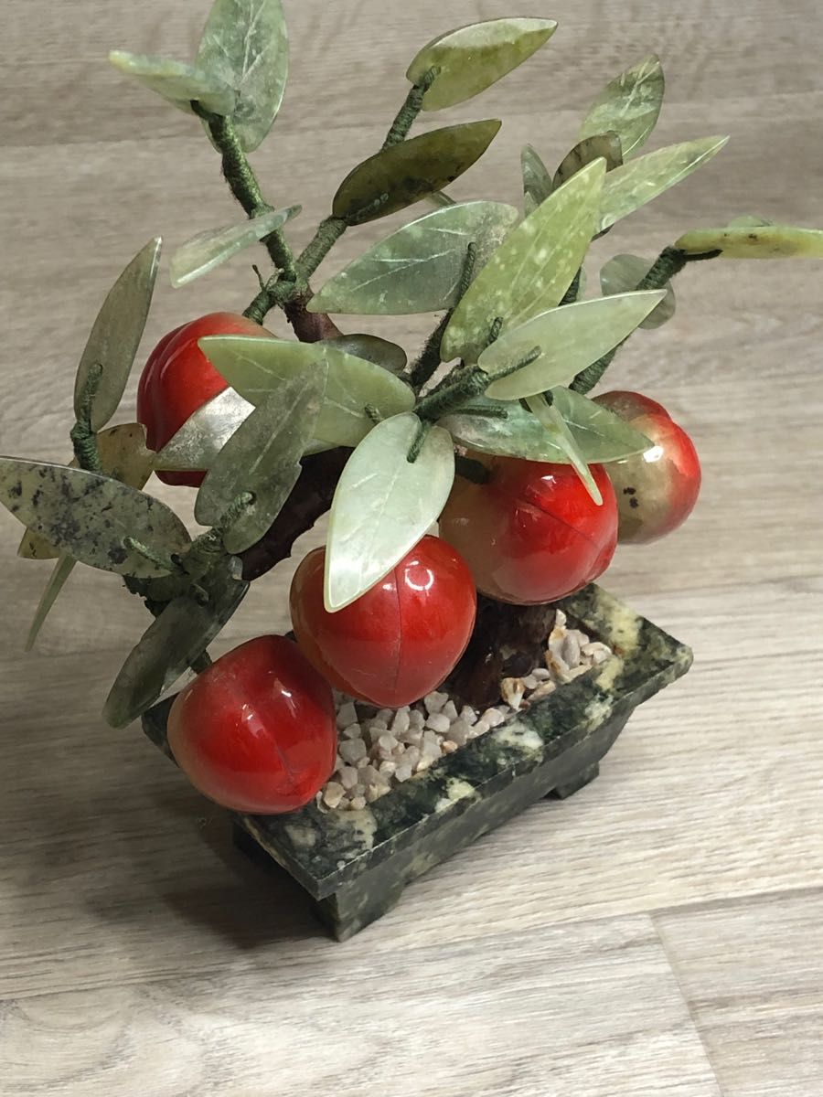 中国美術 玉石 桃彫刻 桃の木 中国美術 彫刻細工盆栽 置物 飾り物 風水