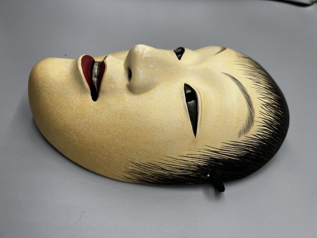 時代 古面 木彫彩色能面「小面」縦21cm 女面 お歯黒 能楽面 BK127 時代