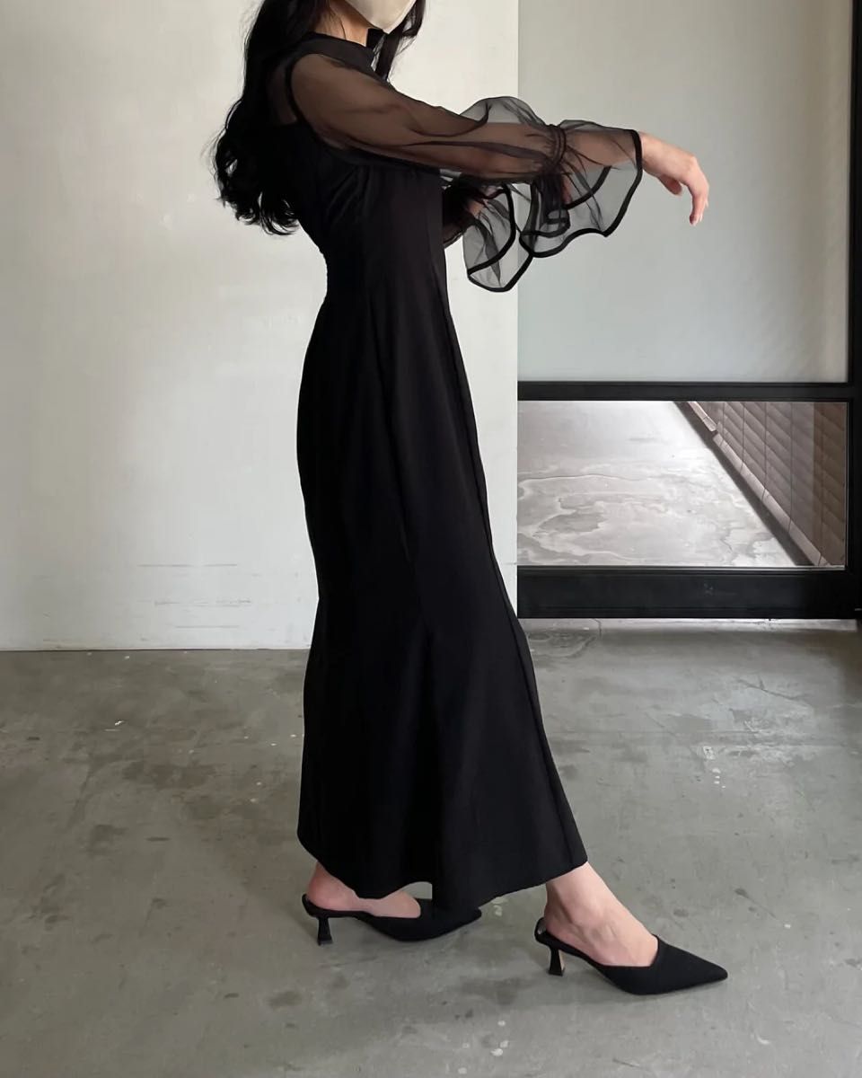 nairo ナイロ シアー スタンドカラー マーメイド ドレス パーティ