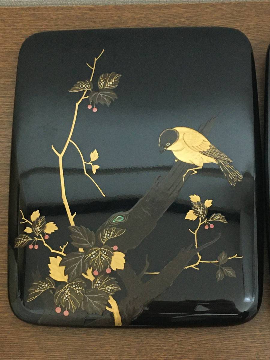 花鳥蒔絵硯箱 輪島 山崖峰秀堂 年代物 漆器 輪島塗 文箱 ○ ショップ