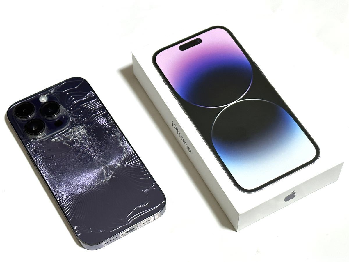 背面割ジャンク】iPhone14pro 256GB ディープパープル 背面割ジャンク