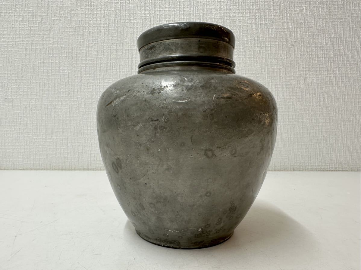 茶道具 古錫 唐木紫檀張 六角茶壷 茶心壷 一對 時代箱付 J R5494