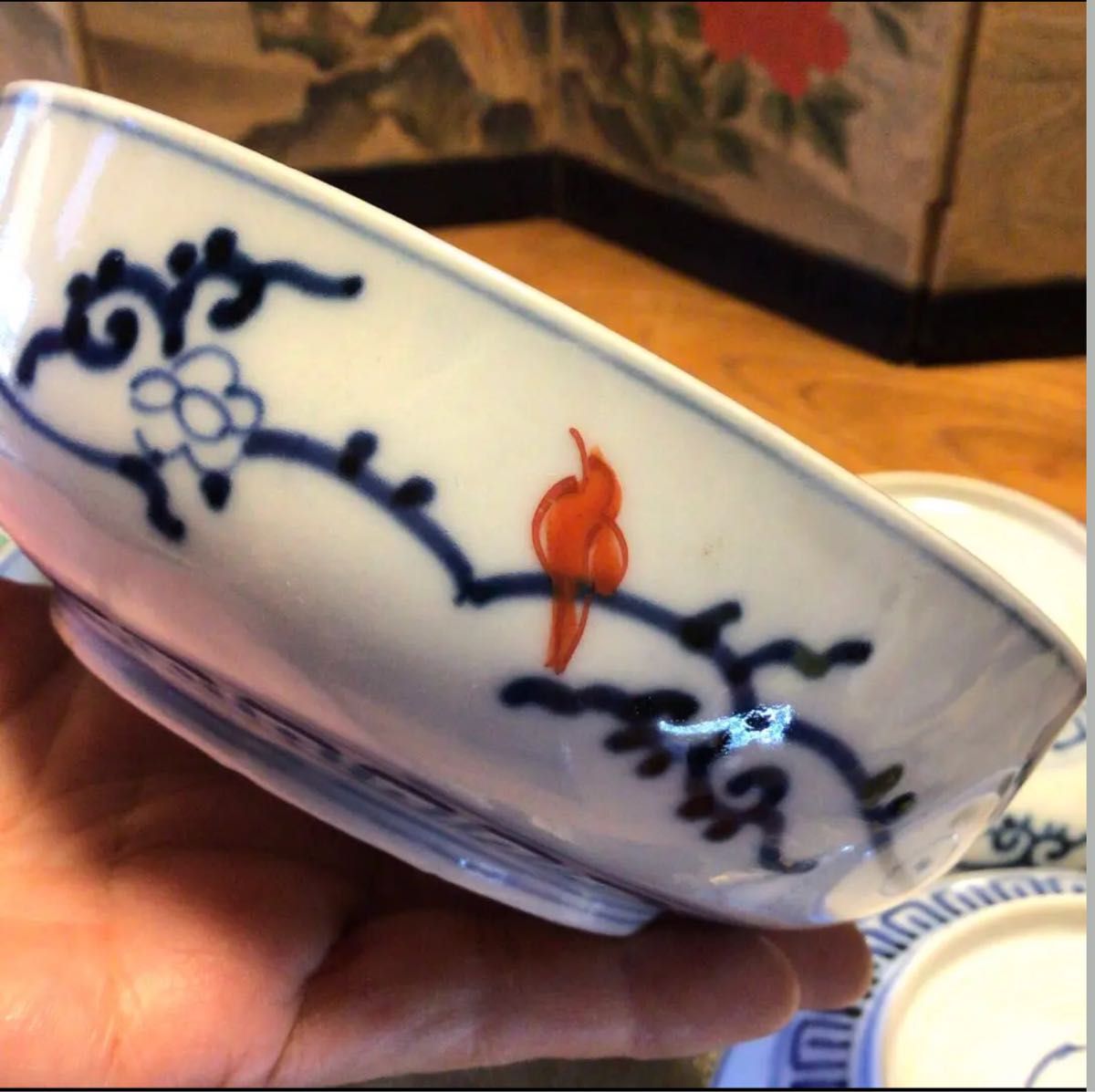 A626 古伊万里 金蘭手 見込桃 窓絵花車 団龍 中鉢 膾皿 5客｜Yahoo