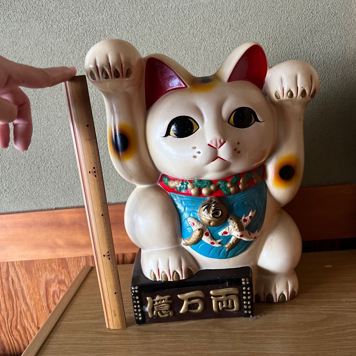 昭和レトロ 骨董品 巨大 招き猫 陶器製 置物 貯金箱 ヴィンテージ