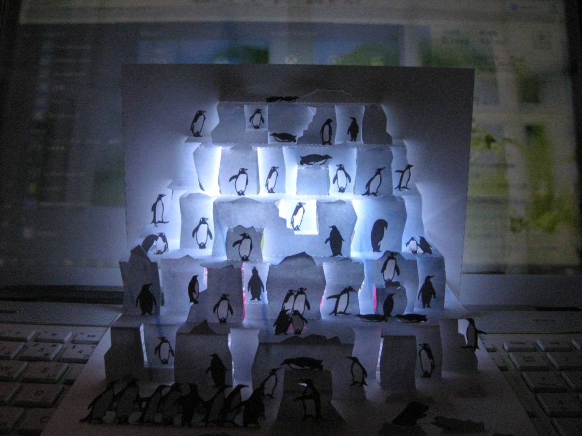 ポップアップ切り絵「ペンギン合コン」