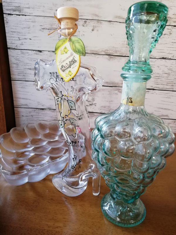 Yahoo!オークション - イタリア 葡萄酒 空き瓶 ぶどう皿 3点 ガラス ア