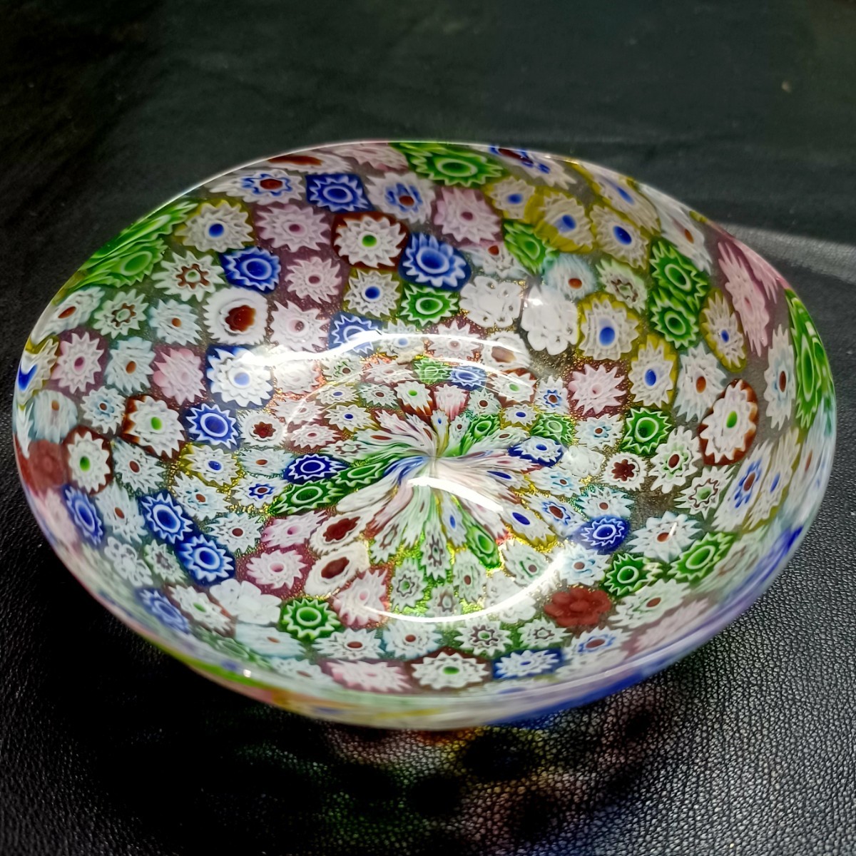 MURANO GLASS 蓋物 イエロー ミルフィオリ お碗 MURANO】☆ムラノ