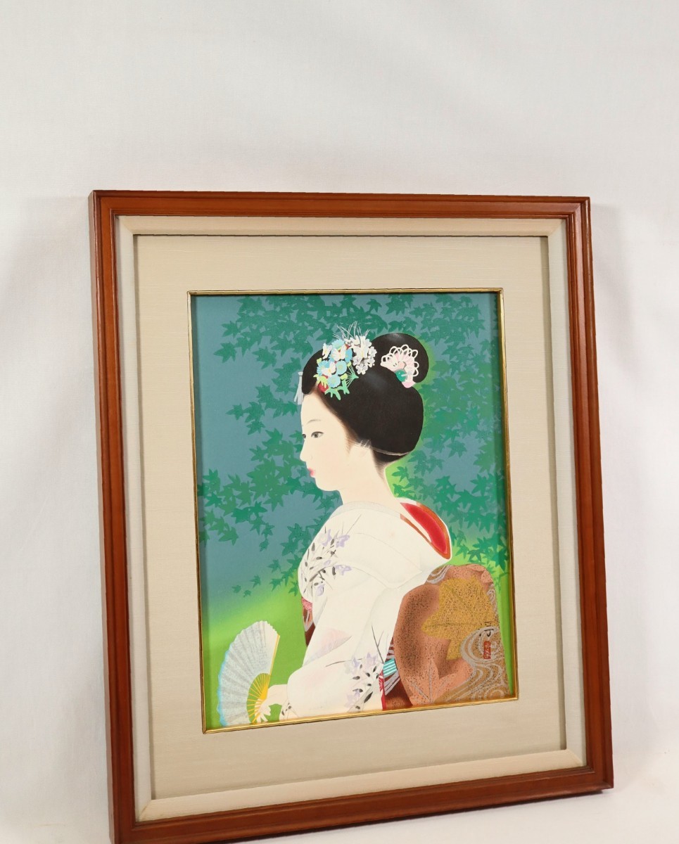 中尾淳 「紅葉」 木版画 舞妓の画家 D767 中尾淳『舞妓』木版画