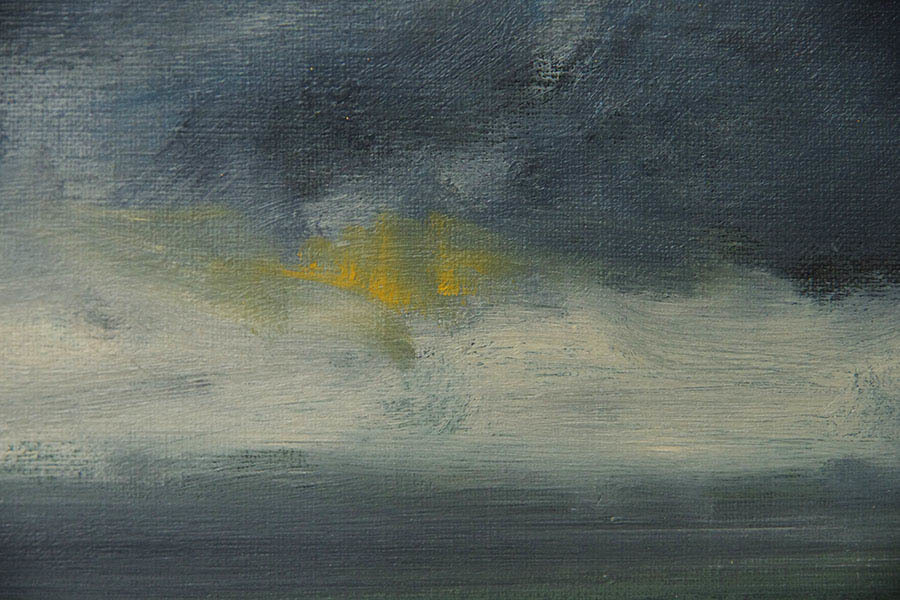 小松明（津軽残照）油彩 P20号 風景人気画家 k.Akira 小松明（津軽残照