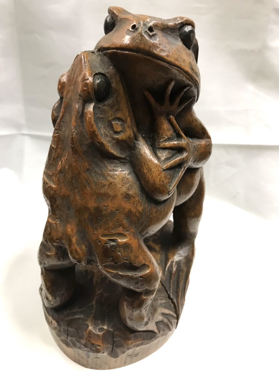 Yahoo!オークション - 竹根 一刀彫 カエル 相撲 蛙 置物 彫刻 木製 竹