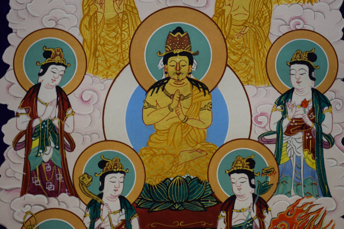 真作/真言十三佛図/十三佛真言/弘法大師入/十三仏/布袋屋掛軸HE-700 真