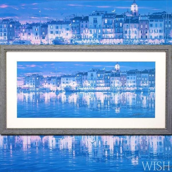 真作】笹倉鉄平サントロペ 36×90cm 額64×118cm 真作】笹倉鉄平