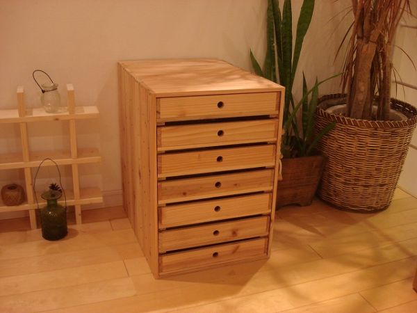 ☆サイズ変更可能☆A4丸穴7段引き出し②/無垢材☆木製