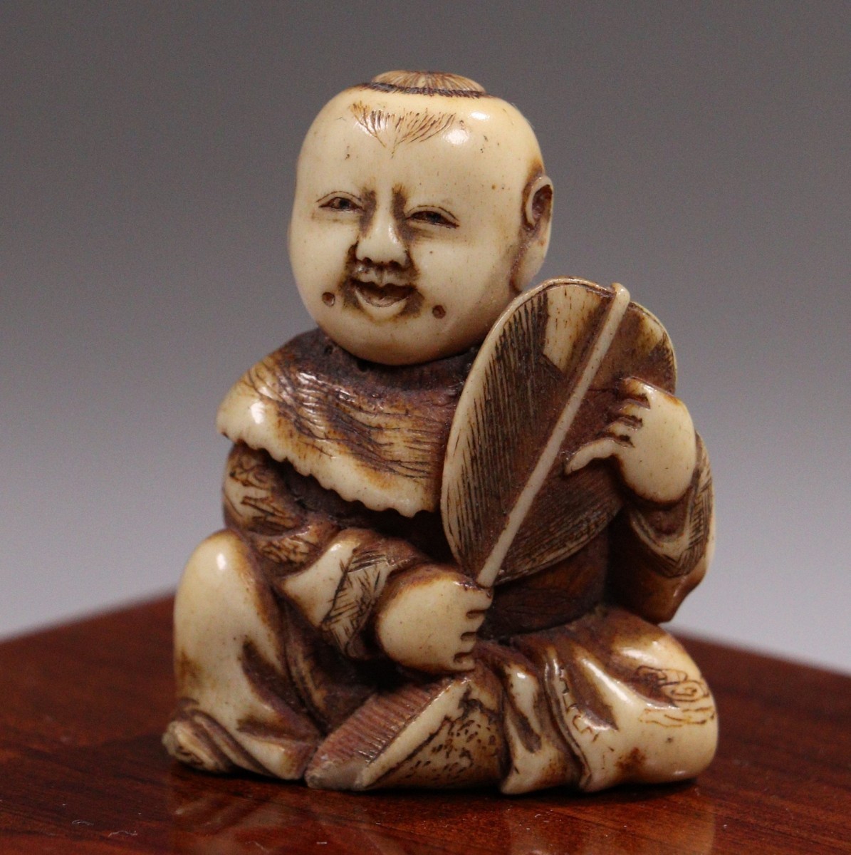 M188 時代 骨製 提げ物 唐子根付 細密彫刻 / 中国 唐物 人物 骨董 古