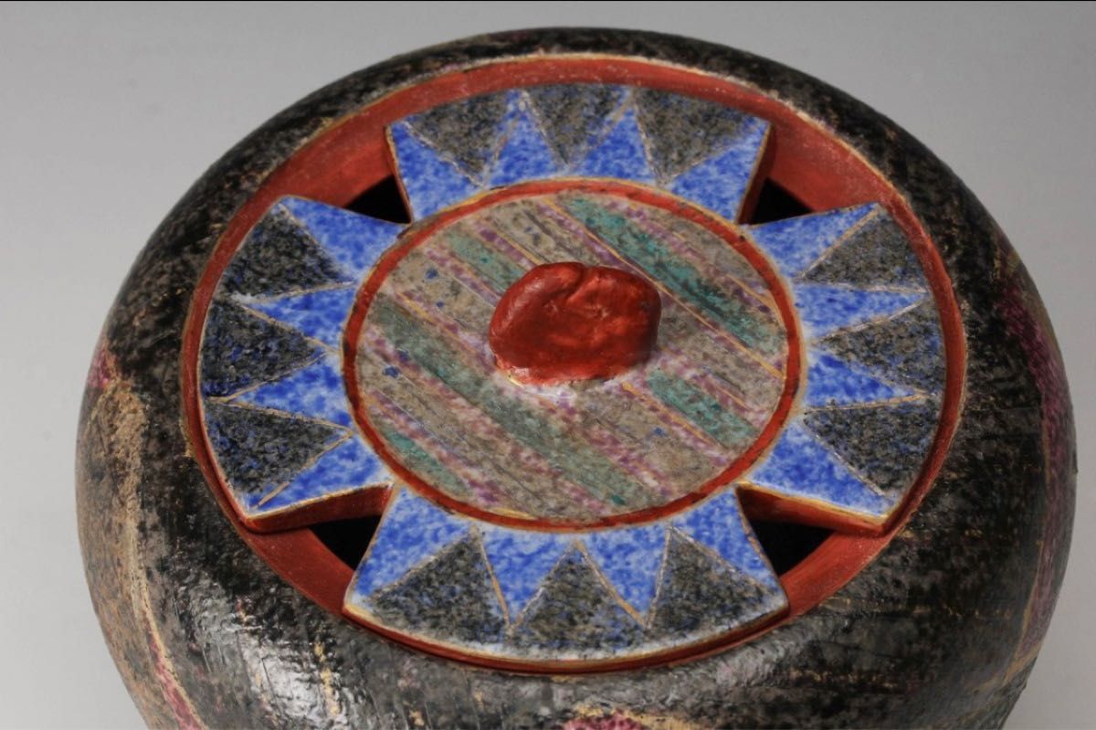 前田正博 色絵金銀彩香炉 共箱 茶道具 煎茶道具 茶道具