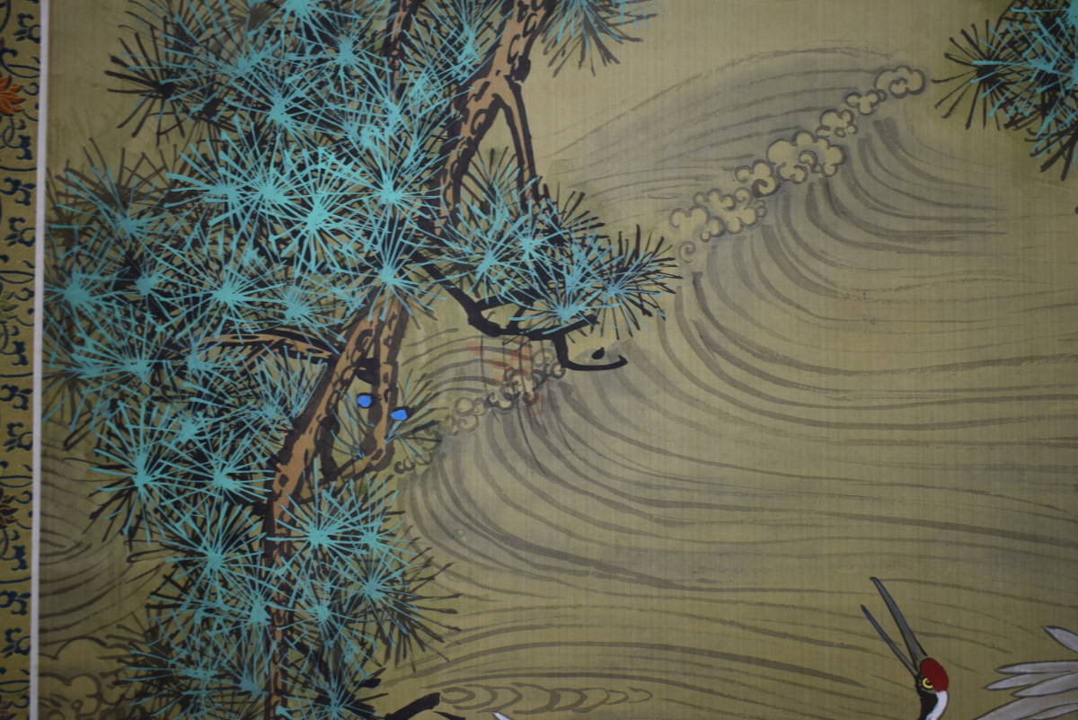 真作】//慧雲/松鶴潮/鶴/潮/松/中国/布袋屋掛軸HK-83