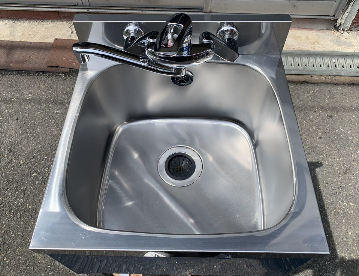 特注品 業務用 1槽シンク 2口蛇口付き 幅450×奥700×高さ850(mm) 一層
