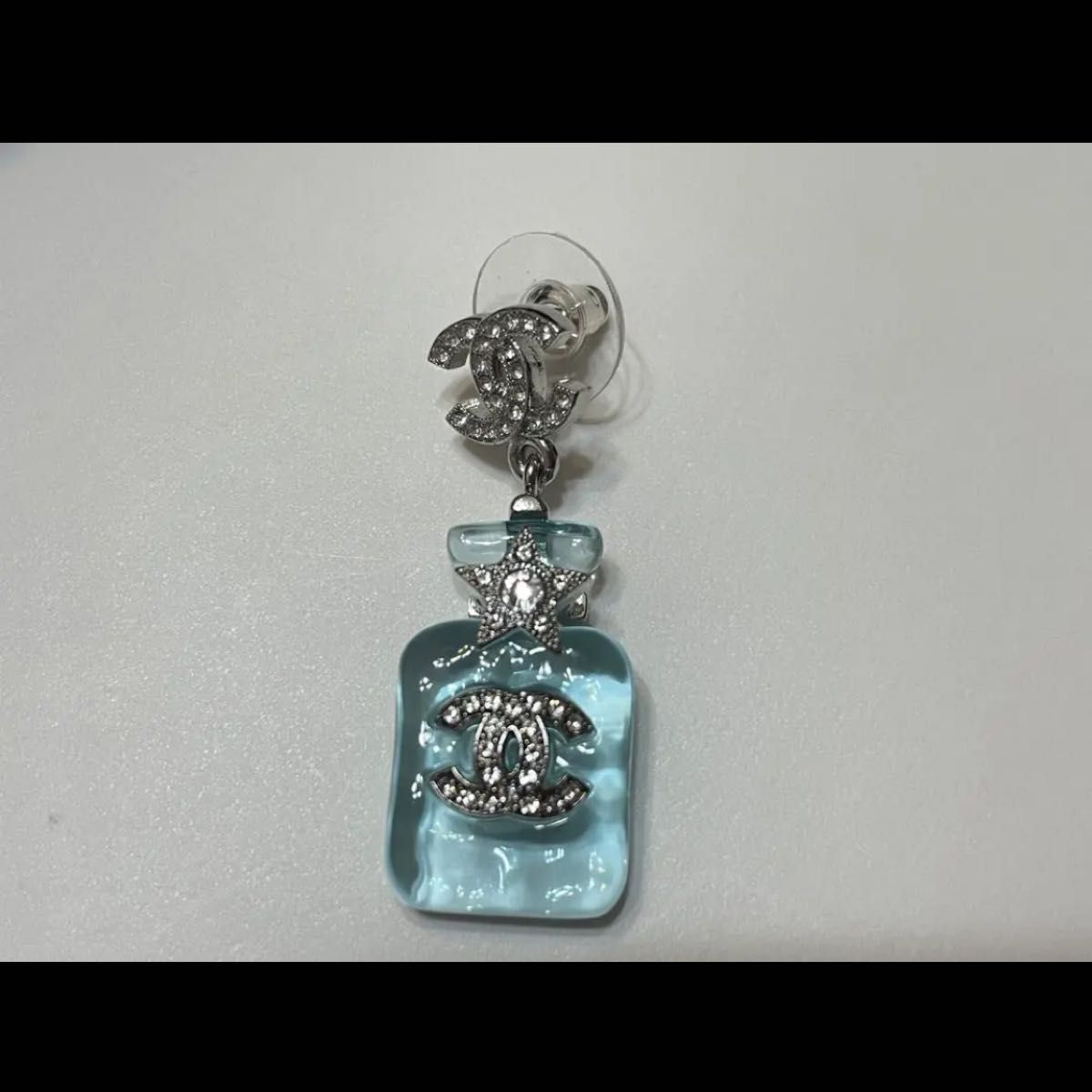 正規品 CHANEL シャネル ピアス 香水瓶 ココマーク 星 コメット ブルー