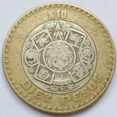Yahoo!オークション - 海外コイン メキシコ 10ペソ 1998年 バイメタル
