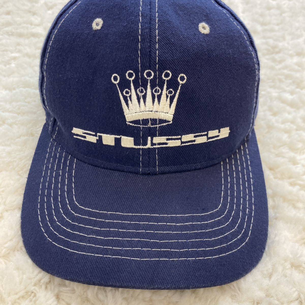 美品 90's 白タグ USA製 OLD STUSSY 6Pキャップ crown オールド
