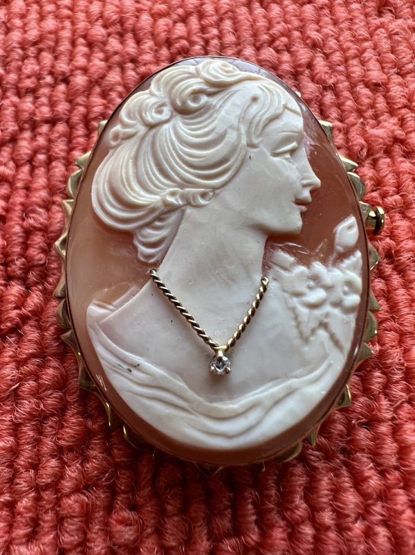 k18 カメオ ペンダントトップ ネックレス ブローチ シェルカメオ レア