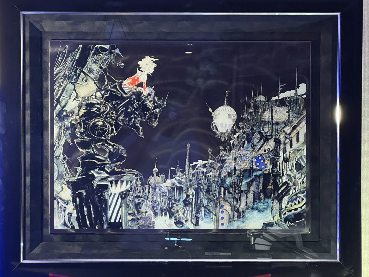 天野喜孝 FF6 街 L BLACK 版画 絵画 天野喜孝 FF6 街 METAL BLACK 版画