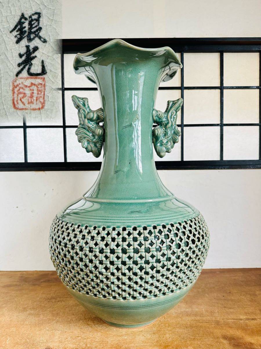 高麗青磁 花入 花瓶 花器 L443 高麗青磁 花入 花瓶 花器 L443 高麗青磁