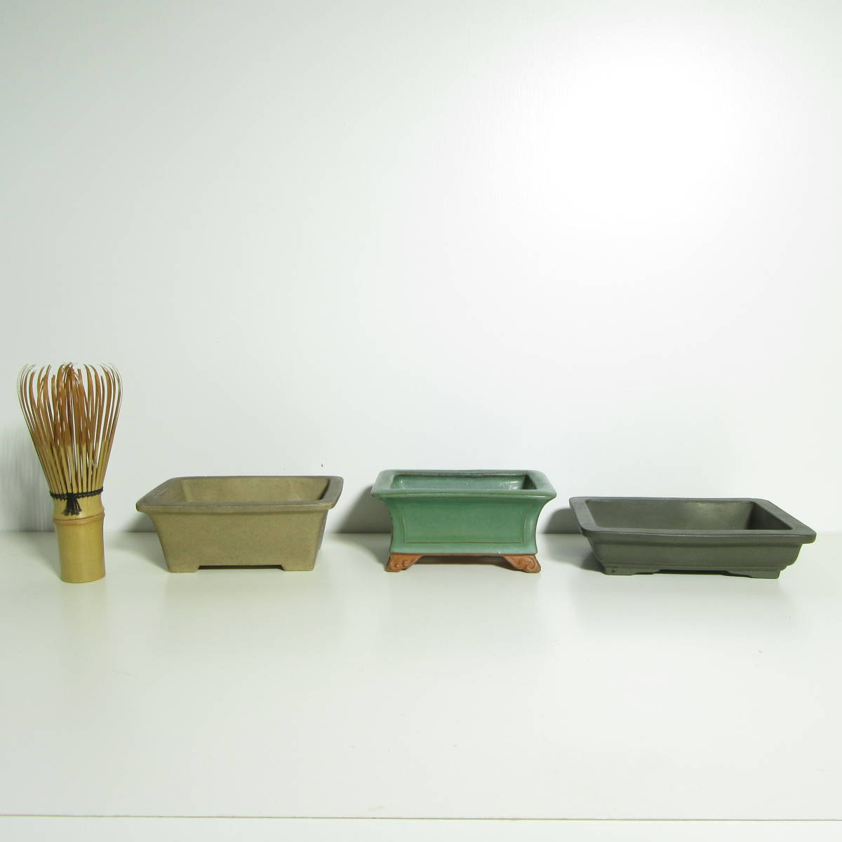 落款有り盆栽鉢長方