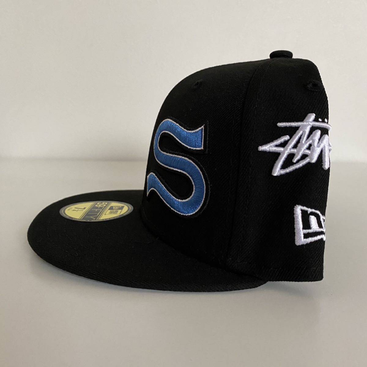 新品 レアサイズ Stussy New Era SS Logo Cap Black 7 1/4 57 7cm