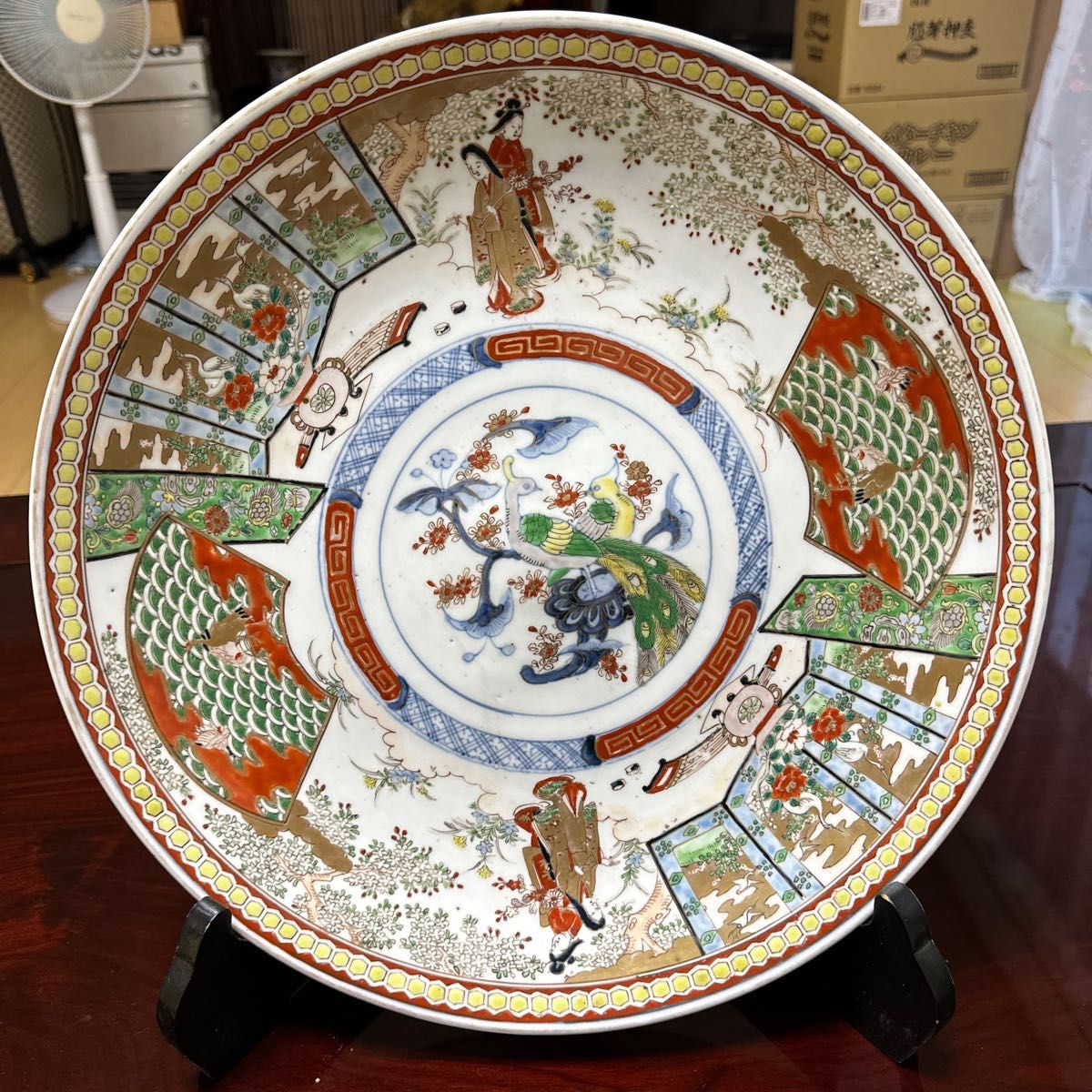 江戸時代 有田焼 古伊万里 錦手 金彩赤絵 『特大』 ‼️大鉢 直径37cm