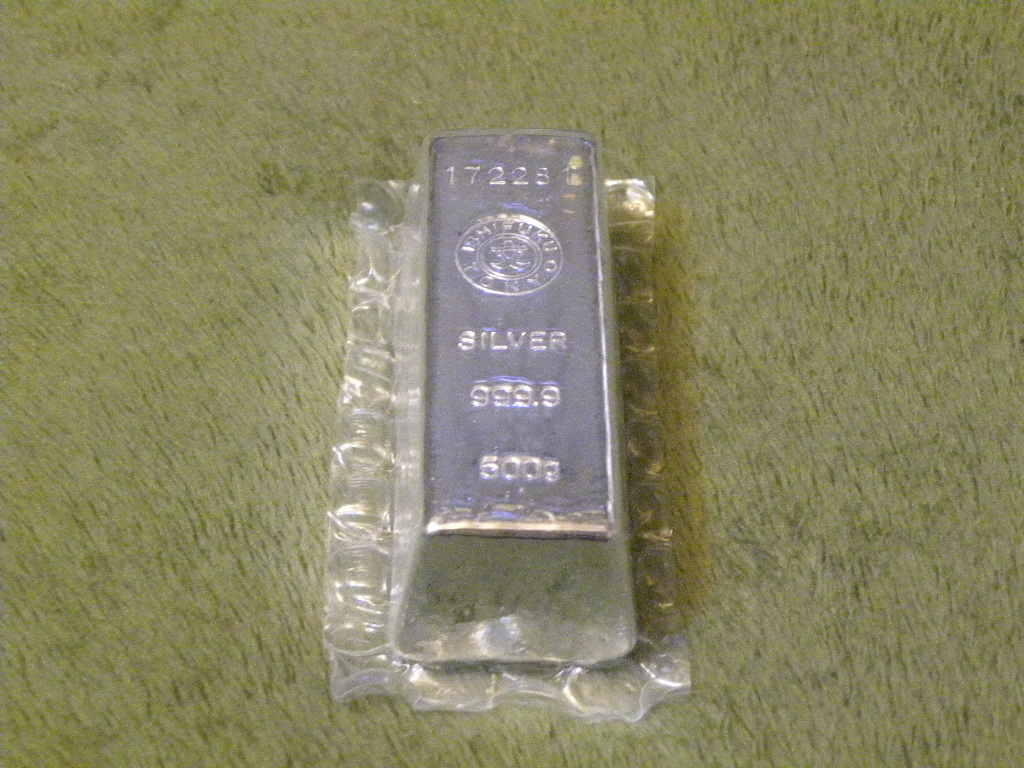 純銀 500g 銀地金 シルバー インゴット SILVER 999.9 (c)