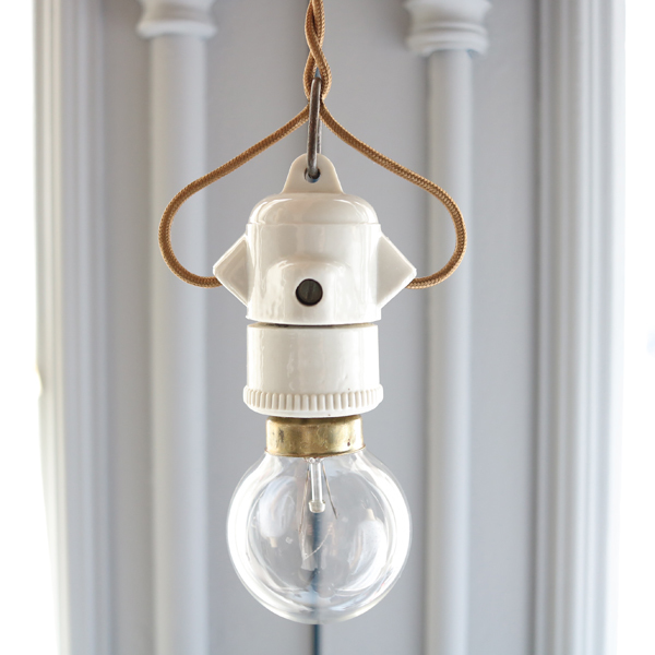 c-5. フランスアンティーク 3個セット 吊り下げ ソケット ランプ 陶器