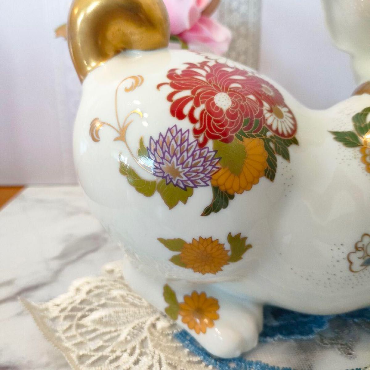 美品 フランクリンミント フィギュリン 陶器 置物 薩摩犬 dog