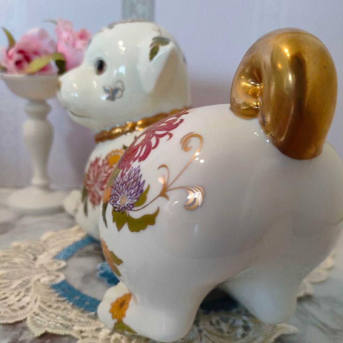 美品 フランクリンミント フィギュリン 陶器 置物 薩摩犬 dog