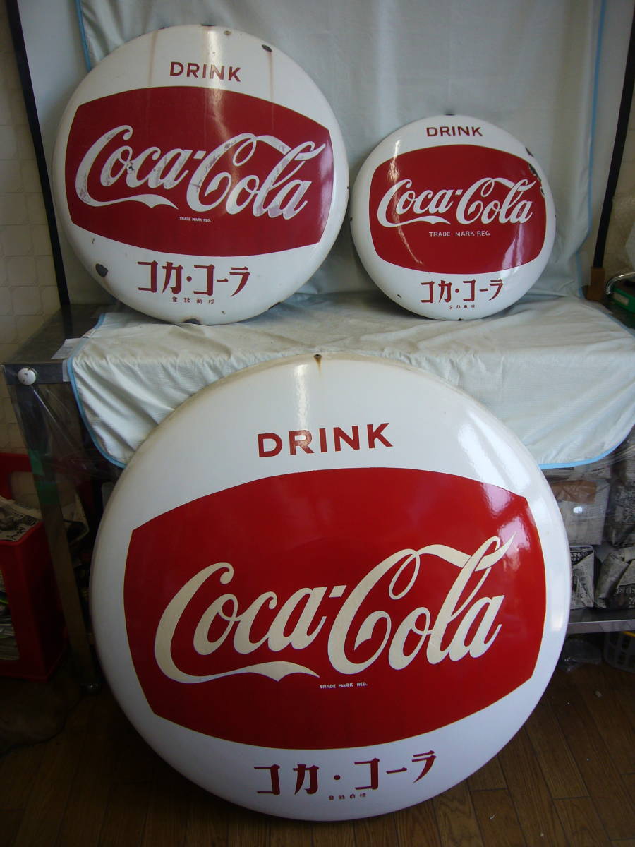 昭和レトロ Coca-Cola 特大サイズ ホーロー看板 約91cm×約91cm ブリキ