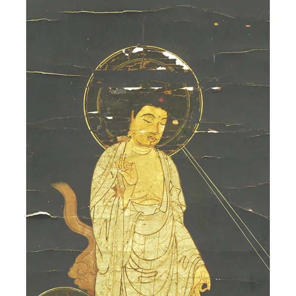 仏画阿弥陀三尊来迎図紙本掛軸 [B27749] 仏画阿弥陀三尊来迎図紙本掛軸