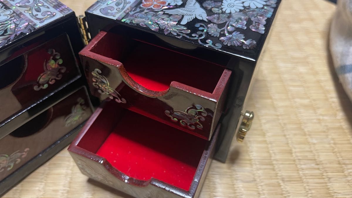 韓国 中国 唐木 螺鈿 青貝 螺鈿象嵌 ジュエリーボックス 小物箪笥 螺鈿