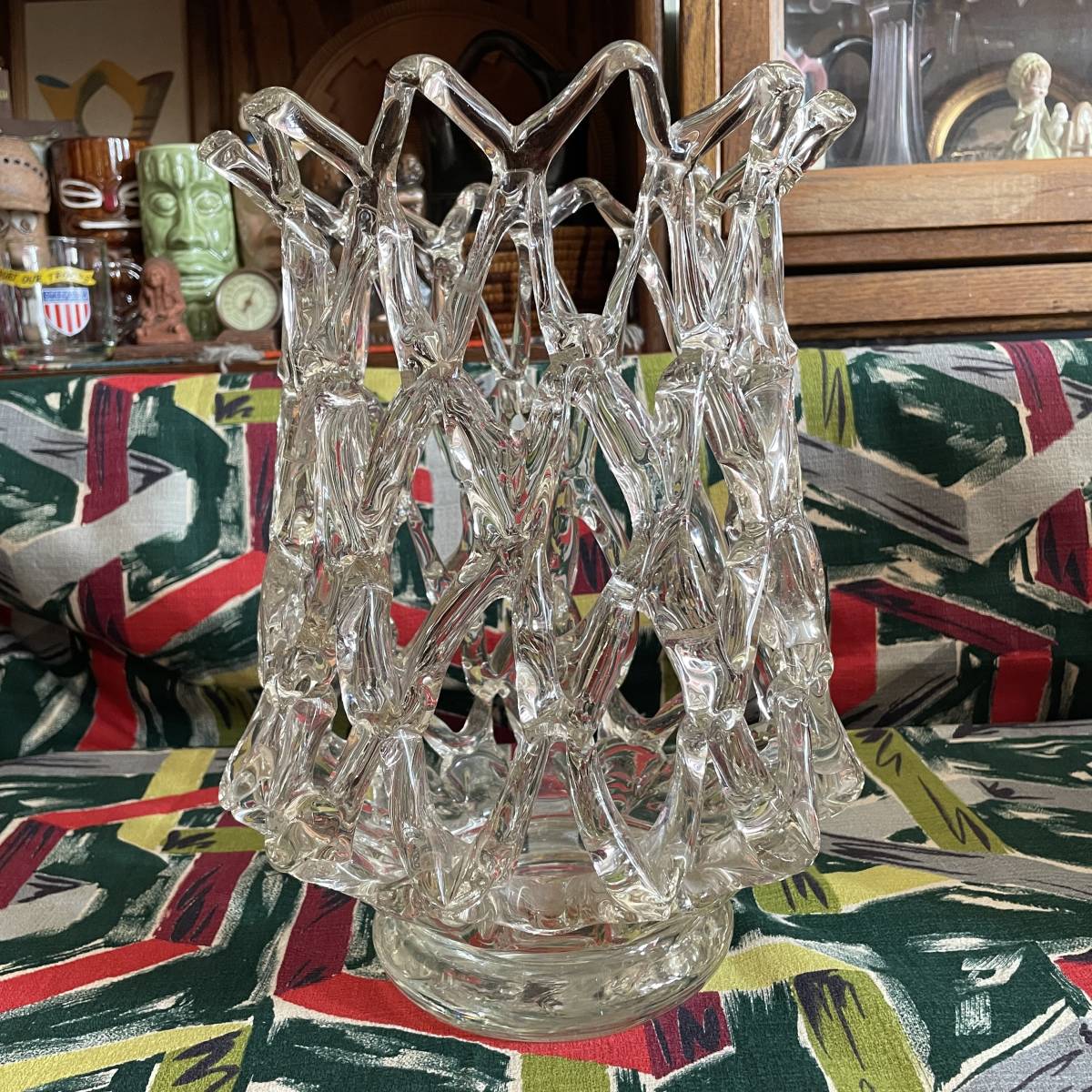 芸術品！50's〜アメリカンアンティーク ガラスアート置物 ミッド