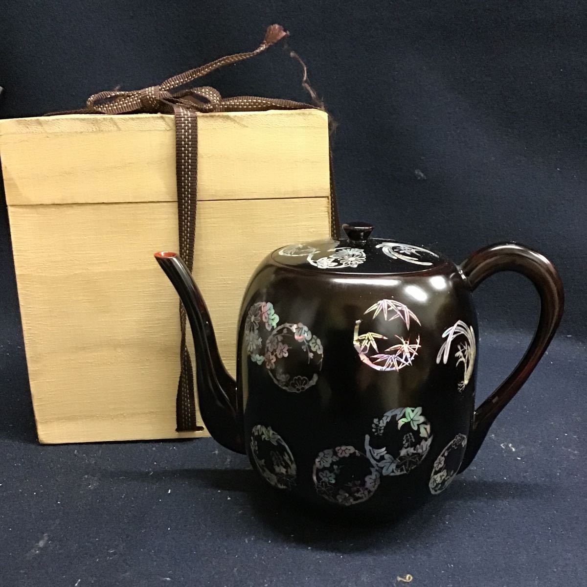 無形文化財13號 杏寸漆芸 人間文化財 李義植 丸紋螺鈿細工 水注 水次