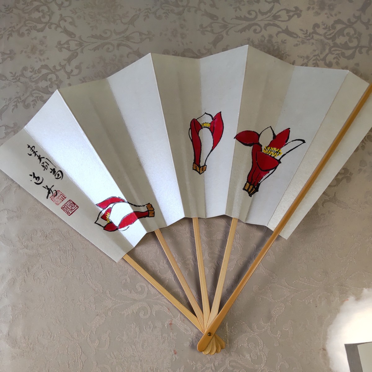 掛け扇 花紅 表千家而妙斎宗匠の手書き