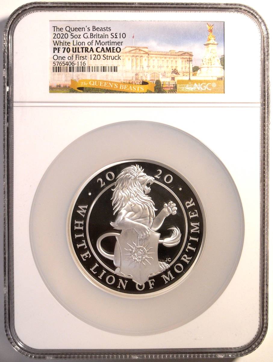 NGC PF69 クイーンズビースト モーティマーの白いライオン銀貨 2020