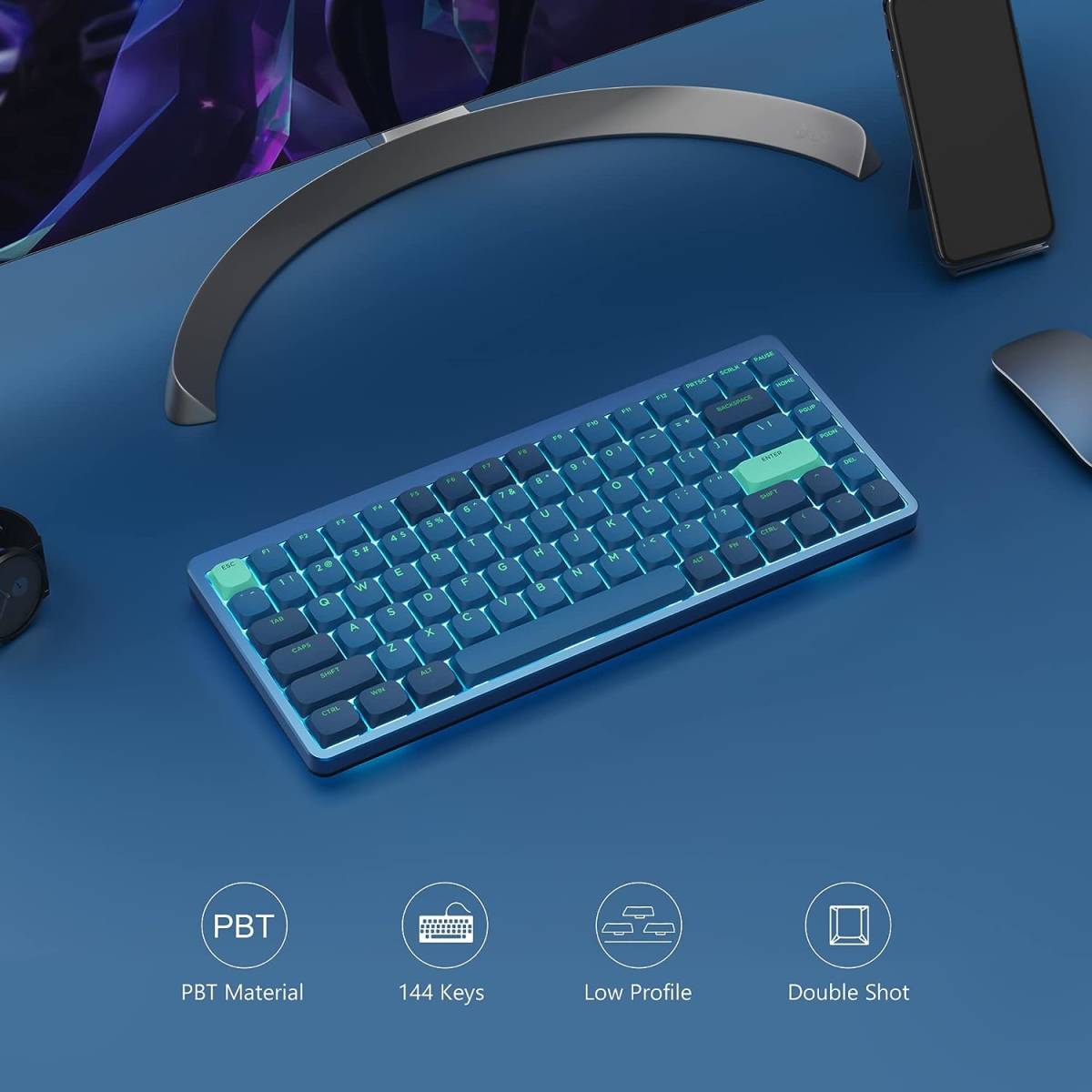 144キー キーキャップ XVX ロープロファイル PBT キーキャップ フル