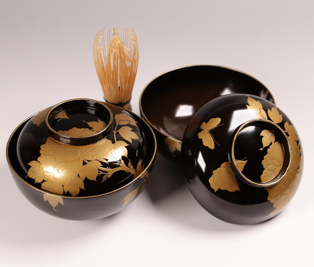 輪島塗 漆器 膳 5枚セット 黒と金の風景 蒔絵 沈金 輪島塗 漆器 膳