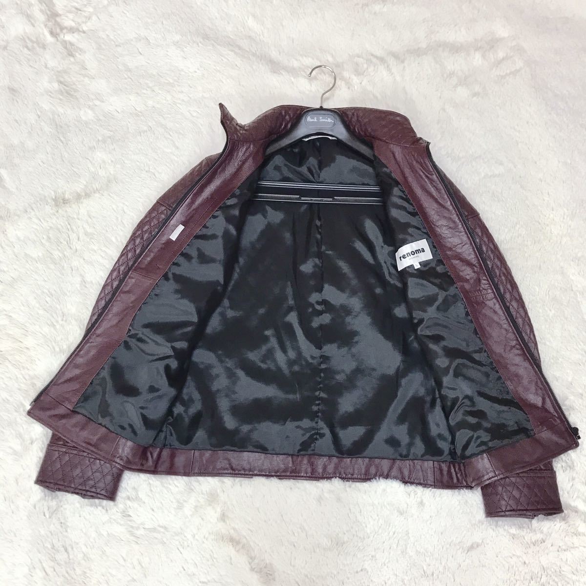 極美品 renoma HOMME ゴートスキン キルティング レザージャケット