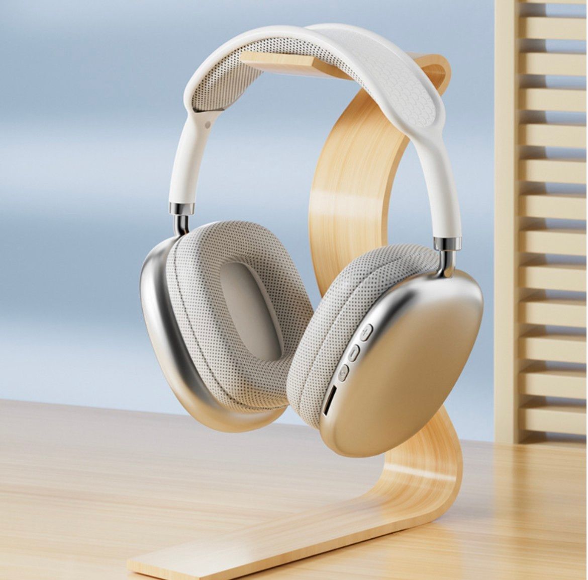 週末セール ワイヤレスヘッドホン シルバー Bluetooth 多機能 高音質