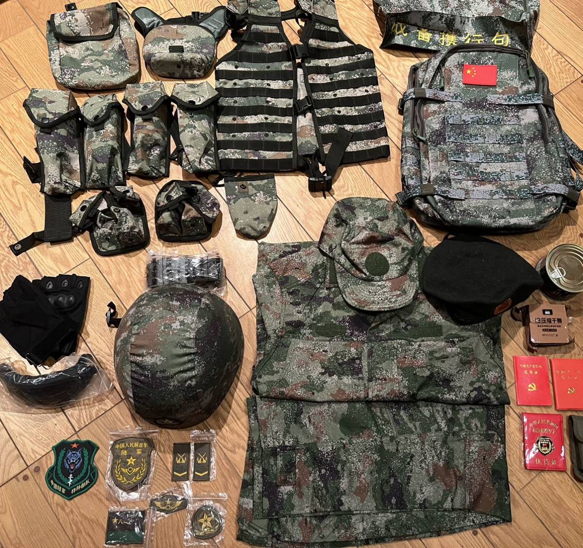 国内最安値実物中国軍最新型21式星空迷彩戦闘服上下フルセット