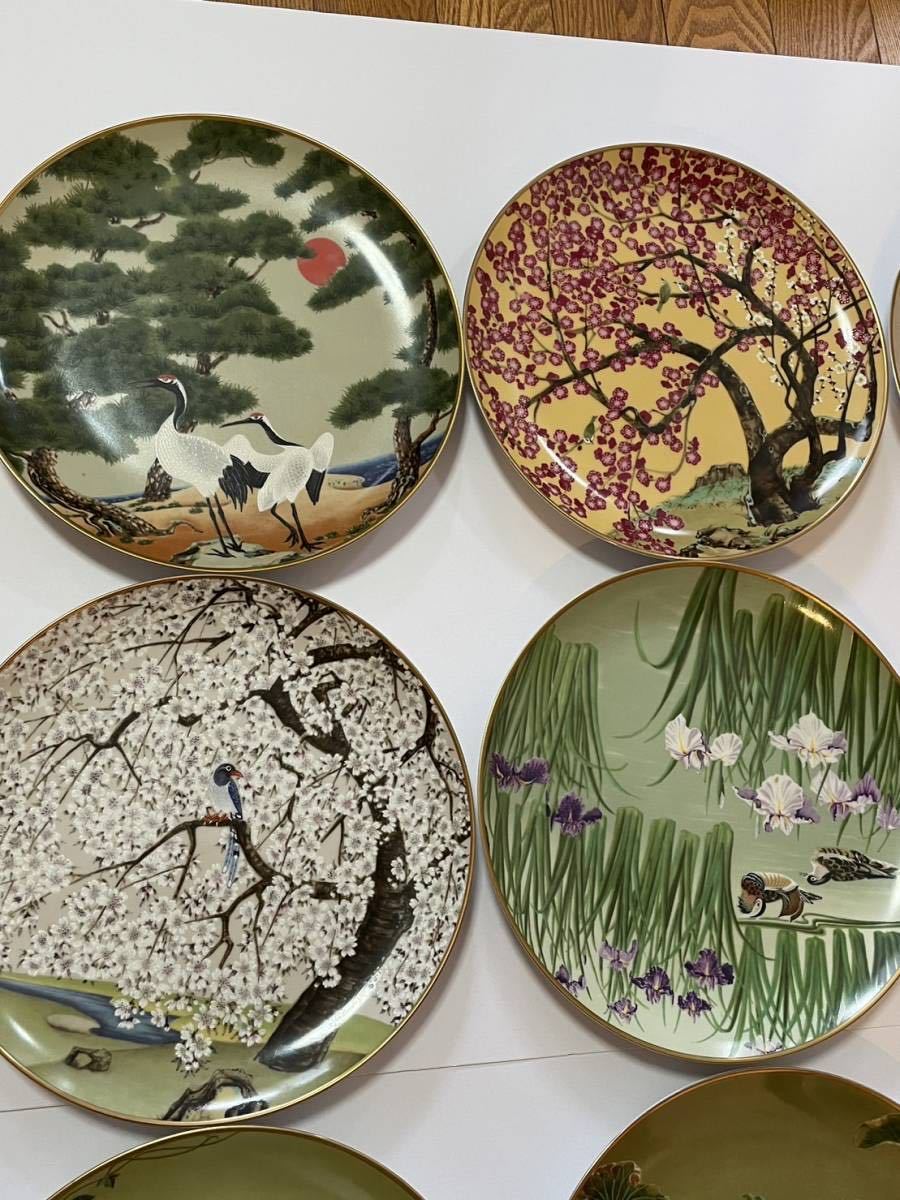 香蘭社 有田焼 フランクリンポーセリン 限定版絵皿 花の宴の内 6枚